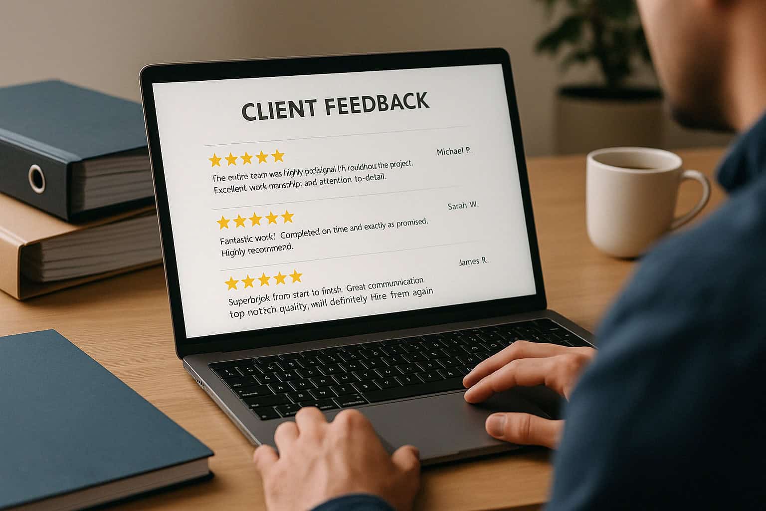 A construction client giving feedback at the end of a project